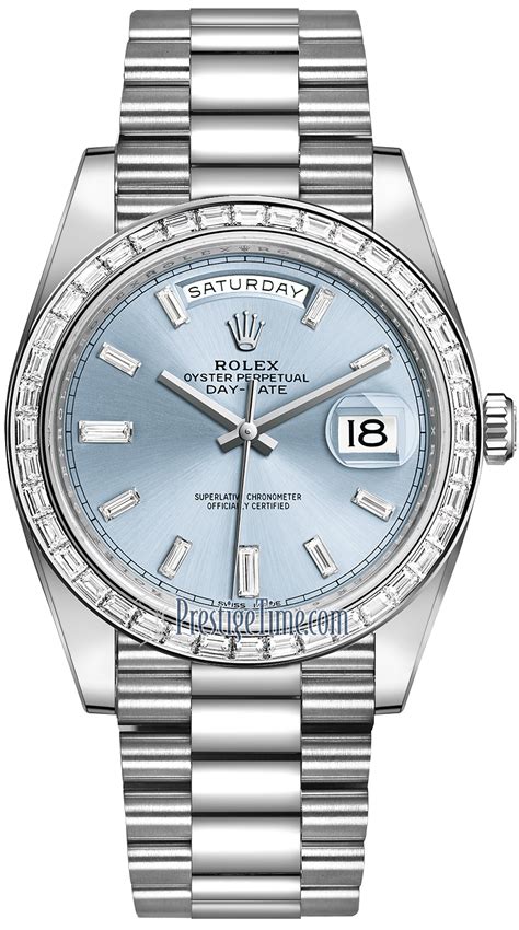 rolex day date platinum ice blue baguette|Rolex platinum.